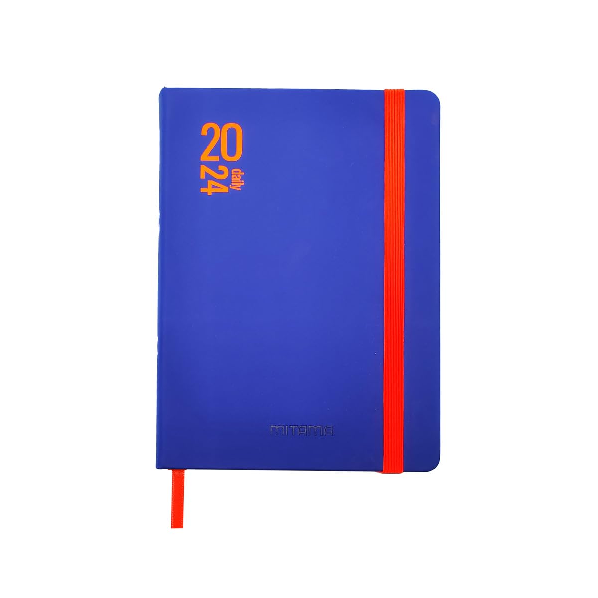 MITAMA Coral Blue Diary - Daily Planner - 12 Months 2024-366 Pages + 66 Extra Contents - Inner Pocket + Matching Pencil - 15 x 21 cm