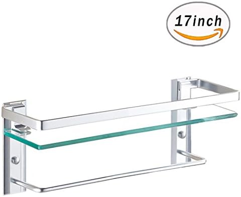 Glass Bathroom Shelf With Towel Bar Bathroom Organizers and Storage Shower Caddy Shelf Silver Space Aluminum