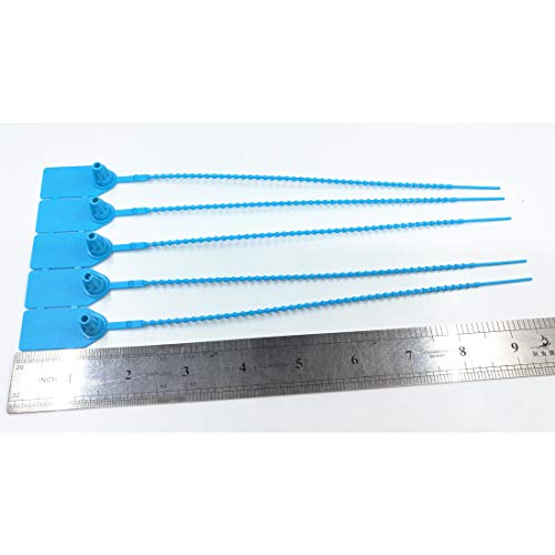 250mm Pull-Tite Plastic Security Seals Shipping Tags Disposable Signage Numbered(Package of 100) (Blue)