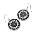 925 Sterling Silver Natural Top Shell Inlaid Black Resin Round Dangle Hook Earrings