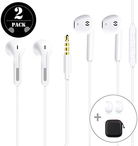 GRTF Earbuds,2 Pack In-Ear Wired Earphones Stereo Headphones with Microphone and Remote Control for iPhone/iPod/ iPad/Android Smartphones