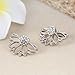 UNKE Sunflower With Single Row Drilling Rhinestone Womens Stud Earrings ,Sliver