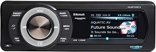 Aquatic Av AQ-MP-5UBT-S Waterproof Marine Digital Media Receiver with Dock/Bluetooth/USB and Satellite Radio Ready