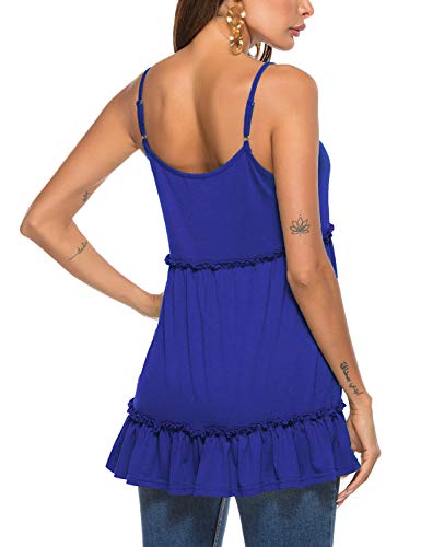 Sweetnight Womens Summer Clothes Peplum Backless Tank Tops with Ruffle Hem Camisole Royal Blue