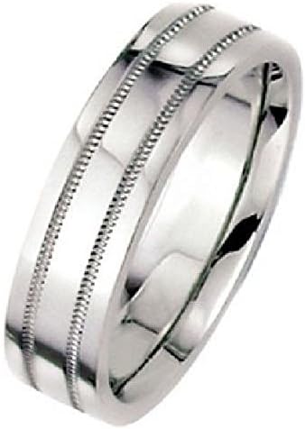 18k White Gold 8mm Flat Park Avenue Wedding Band Ring Heavy Weight - Size 14.75