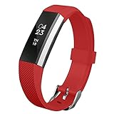 UMTELE For Fitbit Alta Bands, Soft Replacement Wristband with Metal Buckle Clasp for Fitbit Alta Smart Fitness Tracker, Red
