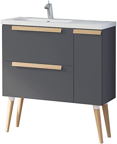 Randalco 32" Nordic Modern Bathroom Vanity Cabinet Set | Dark Grey | 32 x 24 x 18 Inch Vanity Cabinet + Ceramic Top