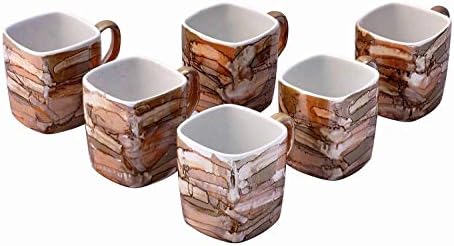 FnP CL Ceramic Tea and Coffee Cups - 6 Pieces, Brown, 150 ml