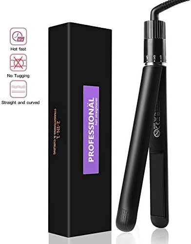 Hair Straightener and Curling Iron 2 in 1 for Hair Styling,Tourmaline Ceramic Flat Iron for All Hair Types with Rotating Adjustable Temperature Incl Glove, Comb, 2 Clamps (BLACk)