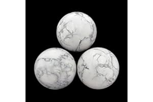 AD Beads Natural Gemstone Harmony Round Ball Crystal Healing Sphere Massage Rock 20~50mm (24 White Turquoise, 40mm)