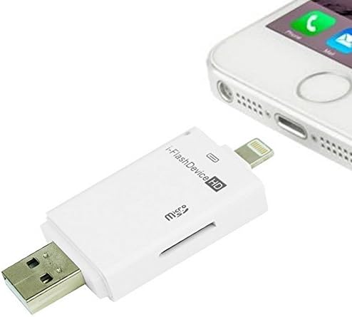 i-flashdrive OTG Memory Card Reader for iPhone 5/5S/6/6S/Plus iPad iPad Air iPad Mini Reads TF card Micro SD Cards card lightning for andriod smartphone PC white