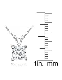 GemStar USA - Collar de plata de ley con circonita Swarovski de corte princesa, 0.276 in