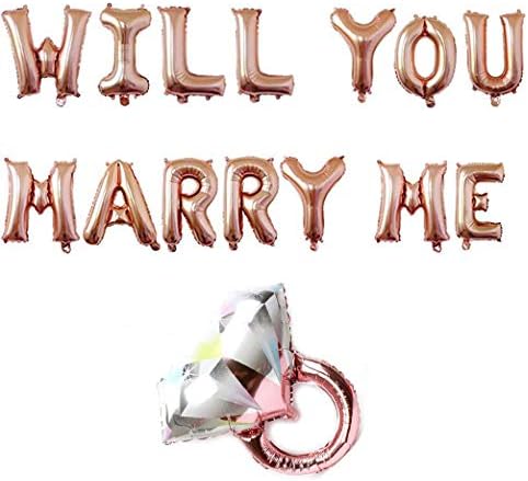 Chic 16" Will You Marry ME Proposal Foil Balloon Letters Alphabet Celebration Party Decoration (Rose Gold)