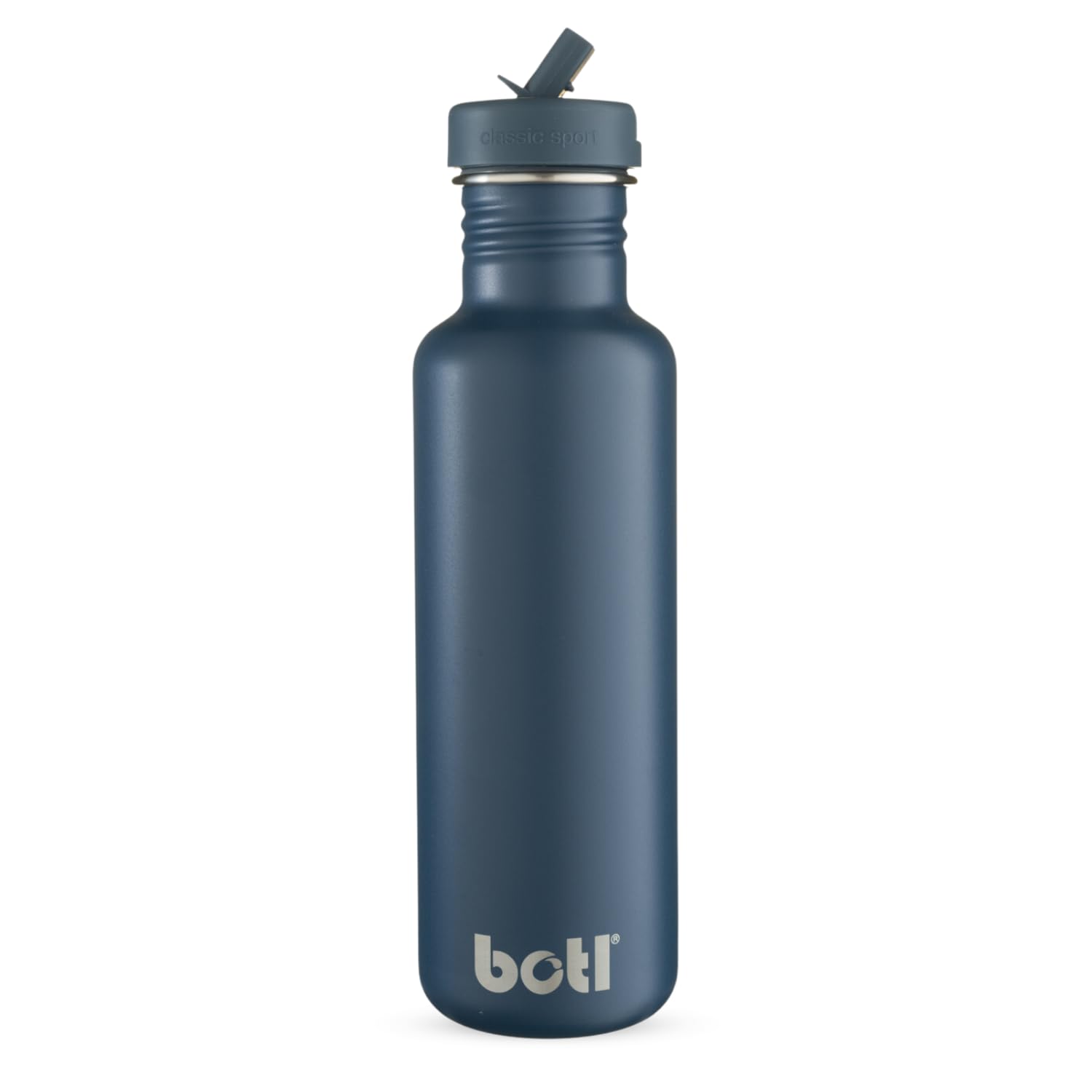 onegreenbottle BOTL – Tough Canteen Water Bottle with Leakproof straw lid, Stainless Steel Water Bottle, Non-Insulated, Eco Bottle, 800ml, Slate Blue