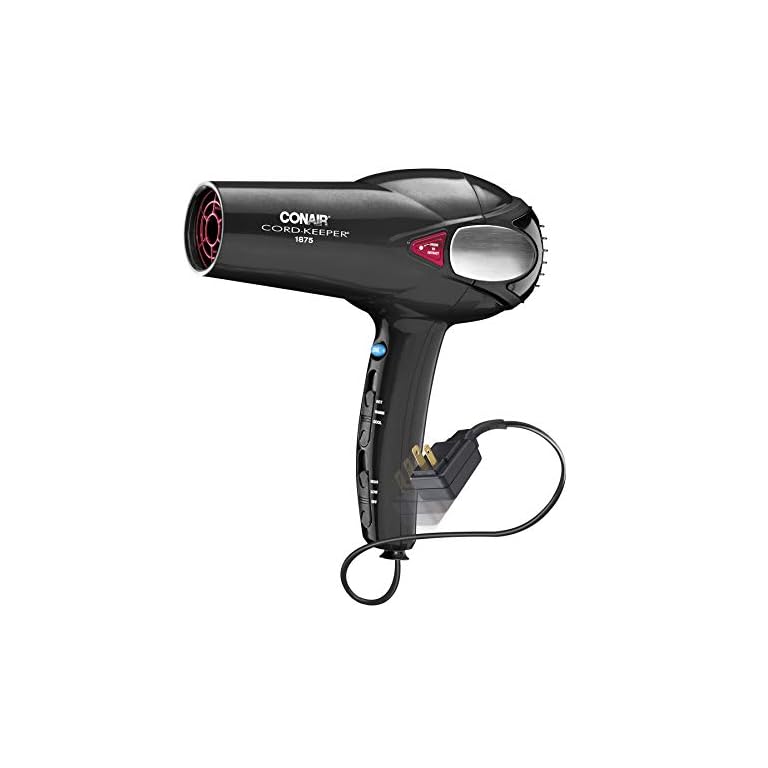 Conair 1875W Cord Keeper Hair Dryer, Black - Amazon Exclusive