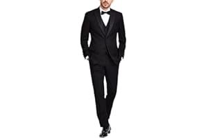 Adam Baker Men's 100% Wool Modern Fit Single Breasted Three Piece Tuxedo - Colors