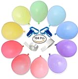 Jjyee Latex Balloons Assorted Color 12 Inches Rainbow Set Helium Or Air Use Pastel Color for Birthday Party Decoration(104 Pcs)