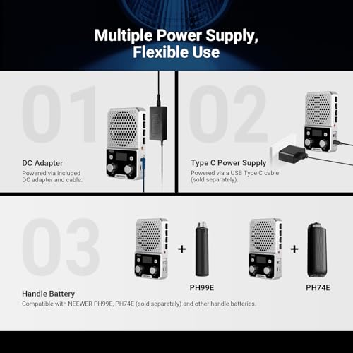 NEEWER 60W Compact Pocket Bi Color LED Light with APP & Panel Control, COB Continuous Output Lighting with 2700K-6500K/CRI96+, Portable for Professional Studio Photography Video Recording, FS60B