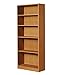 Mylex Five Shelf Bookcase; Three Adjustable Shelves; 11.63 x 29.63 x 71.5 Inches, Oak, Assembly Required
