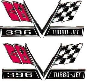 Chevy 396 Turbo Jet Fender EmblemsPAIR