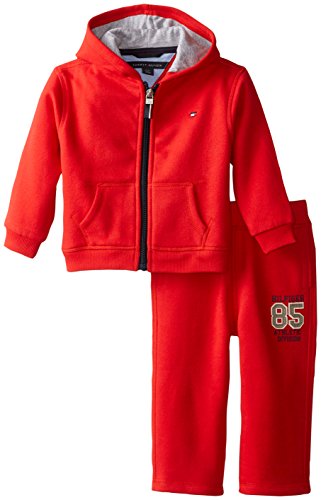 Tommy Hilfiger Baby Boys' Draper Fleece Sweatsuit Set, Red, 18 Months