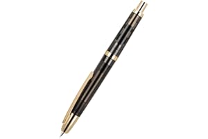 EROFA Jinhao 20 Retractable Fountain Pen Fine Nib with Converter Resin Writing Gift Pen, Transparent Black with Golden Clip
