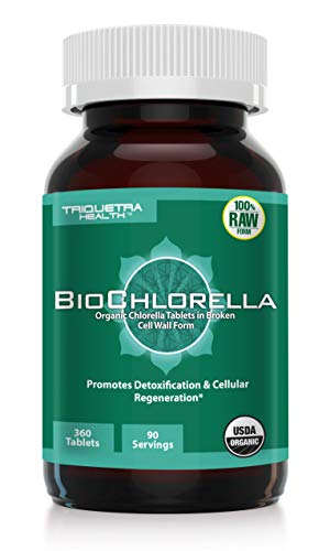 Organic Chlorella: 4 Organic Certifications - Broken Cell Wall Form, Blue Green Algae - Raw, Sun-Grown, Non-Irradiated, Compliments Spirulina (360 Tablets)