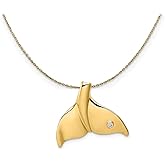 The Black Bow Diamond Whale Tail Slide in Polished 14k Yellow Gold Necklace