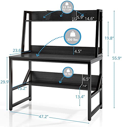 VIPEK Computer Desk with Hutch and Bookshelf, 47" Home Office Desk PC