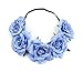 Floral Fall Elastic Coffee Big Rose Flower Headband Hair Wreath Halo Crown F-37 (Blue)