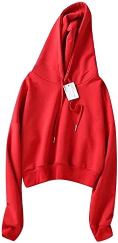 Only Faith Women Long Sleeve Sweatshirt Hoodie Pullover Crop Top Jacket (M, Red)