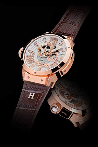 HMMER-Damen-Armbanduhr-Analog-Automatik-mit-Kalbslederarmband-GL-400