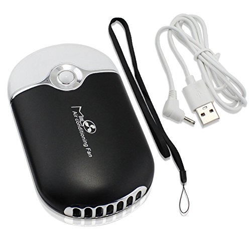 ESUMIC Portable Mini Air Conditioner Travel Handheld USB Rechargeable Cooling Fan for Summer (Black) - Thumbnail 4
