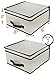 Set of 2 Large Natural Canvas Storage Box with Brown Trim, Convenient Storage Box with Lid and Handle, Size: 15.7 x 15.7 x 9.8''