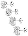 Jstyle Jewelry 2 Pairs Stud Earrings for Women Girls Cubic Zirconia Square Piercing Elegant