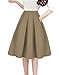 Tandisk Women's Vintage A-line Printed Pleated Flared Midi Skirt with Pockets