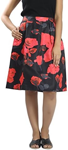 Snob Bee Stylish Printed Red Floral Skirt
