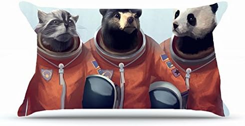 Hubery King Size 20X36 PillowCase Inches Cotton Pillowcases Decorative Pillow Cover with Hidden Zipper Decor Cushion Covers - Animals Art SPACE COMMAND raccoon bear panda ASTRONAUTS helmets costumes