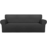 PureFit Stretch Couch Covers for Sofa Large Sofa Slipcovers Dark Gray | 1-Piece Spandex Couch cover Soft Couch protector, Sof