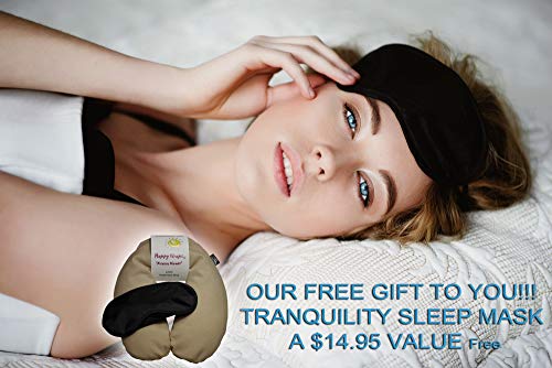 Happy Wraps Microwavable Unscented Flax Seed Neck Wrap & Free Sleep Eye Mask - Hot Cold Heating Pad For Shoulder & Neck Pain Relief Pillow - Stress & Migraine Relief - Heat or Freeze (Tan Cotton)