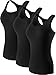 NELEUS Women's 3 Pack Compression Athletic Tank Top for Yoga Running,Black,EU L,US M