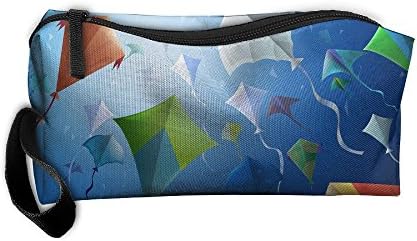 EWSDa Colorful Kites Flying To The Sky Cosmetic Bag Unisex Multifunctional Receiving Bag
