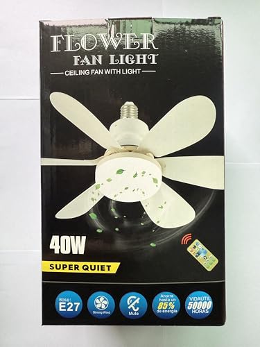 DBFAIRY 52cm Ceiling Fans with Lights, E27 Base Screw in Small Ceiling Fans Lights with Remote Timer 3 Colors Dimmable, 3 Speeds, 3000K-6500K LED Light for Bedroom Kitchen Office Dormitory
