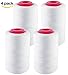 4 PACK of 6000 (24,000 total) Yard Spools White Sewing Thread All Purpose 100% Spun Polyester Overlock Cone