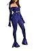 Ophestin Women Sexy Two Piece Outfits Sequins Shiny Long Sleeve V Neck Crop Top Flare Pants Set Jumpsuits Tracksuits Blue L