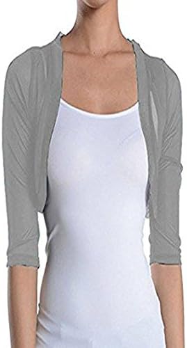 Fashion Secrets Women's Sheer Chiffon Bolero Shrug Jacket Cardigan 3/4 Sleeve