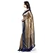 Rajnandini Indian Traditional Saree with blouse, Tussar Silk Stripes Printed Sarees for women (JOPLNB3011A_Beige&Blue_Free Size)