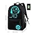 Anime Backpack for School, SKL Luminous Backpack Canvas Cartoon Backpack with usb Cable and Lock and Pencil Bag for Teens Girls Boys-Black
