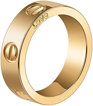 WERT-KY Love Rings Promise with Screw Design Best Gifts for Love with Valentine's Day Promise Engagement Wedding， Women's 4mm Fashion Classics Titanium Steel Silver Ring