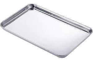 Cake Baking Pastry Storage Trays, Stainless Steel Steamed Sausage Dish Rectangle, Anti-rust Cookie Sheets(33x17x1.5 CM)